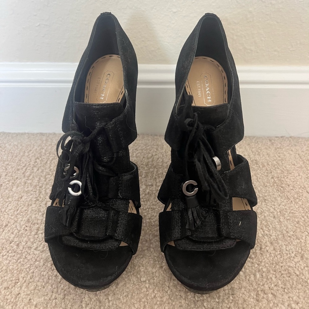 Coach Teagan Black Platform Heels - Picture 1 of 5